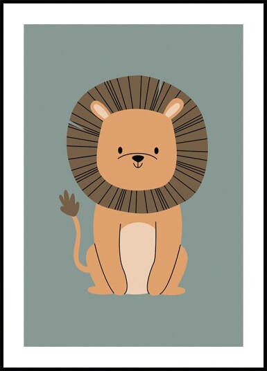 Cute Lion Illustration Plakat Plakat / 70x100cm