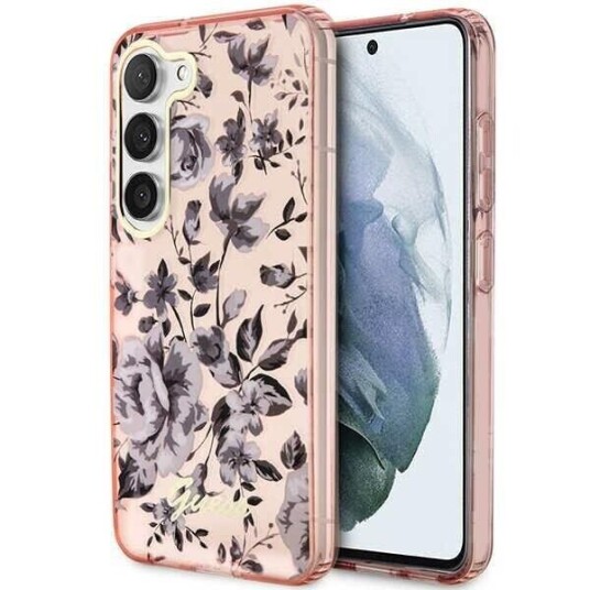 Guess Mobildeksel til Samsung Galaxy S23 Plus Floralmønster Rosa