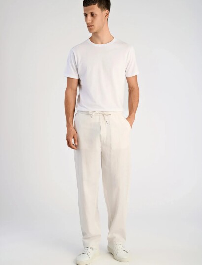 Lindbergh Linen Wide Fit Pants White XXL