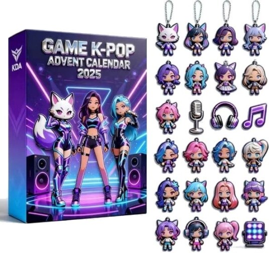Spill K POP Adventskalender 2026 24 dagers nedtelling til jul med 2D flate karakteroppheng