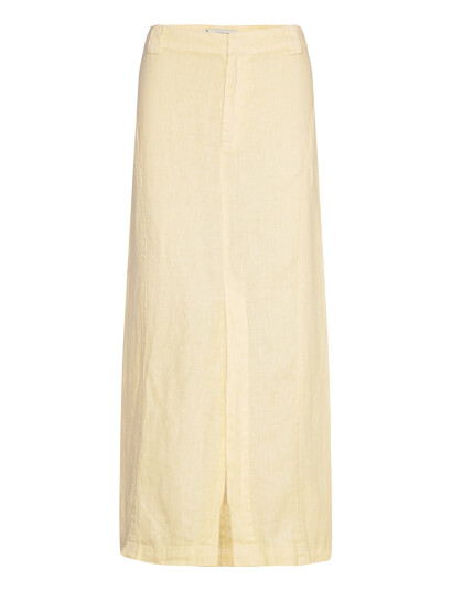 Mango Linen Skirt With Slit - Yellow - 38