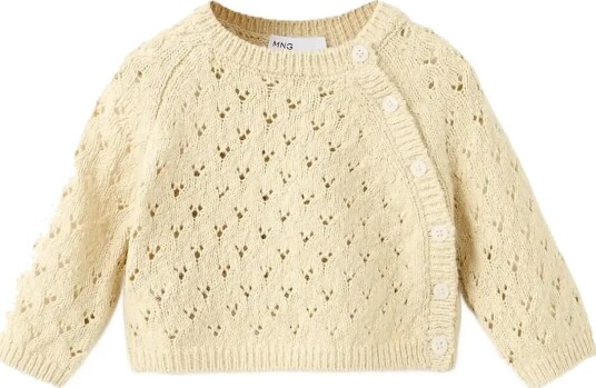 Mango Openwork Knit Sweater Yellow 0 1M