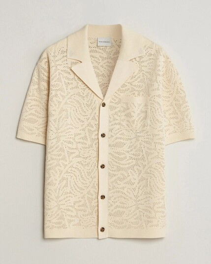 Drôle de Monsieur Knitted Resort Shirt Off White Drôle de Monsieur Knitted Resort Shirt Off White