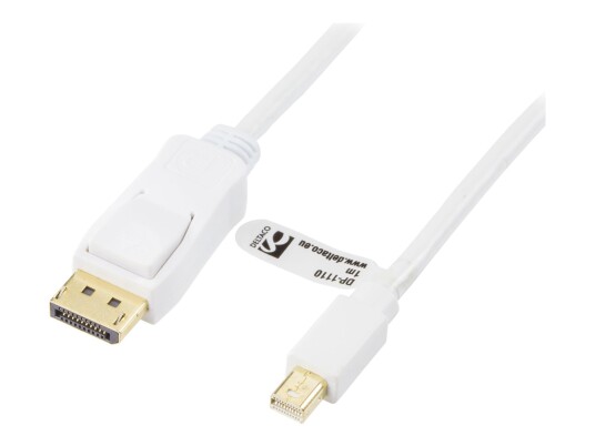 Deltaco Mini DisplayPort til DisplayPort Kabel 1 m Hvit