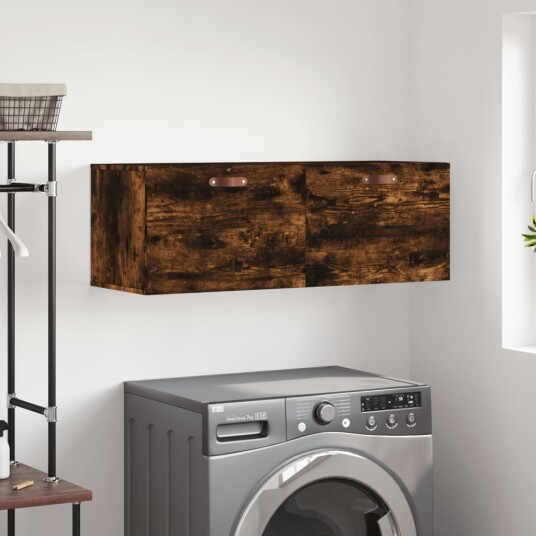  Veggskap 2 stk røkt eik 100x36,5x35 cm konstruert tre