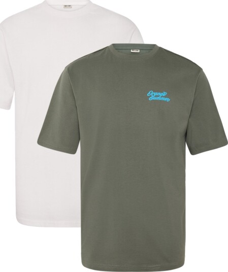 ONLY & SONS Onsfred Life Rlx Mix Tee 2 Pack Khaki green XL