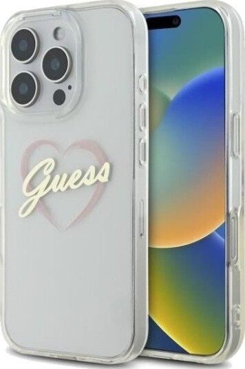 GUESS IML Heart Case for iPhone 16 Pro - Transparent
