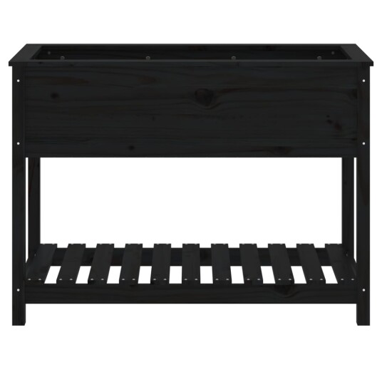 vidaXL Plantekasse med hylle svart 111,5x54x81 cm heltre furu