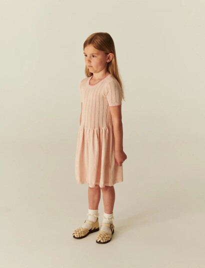 Copenhagen Colors Knitted Pointelle Dress Pink 122