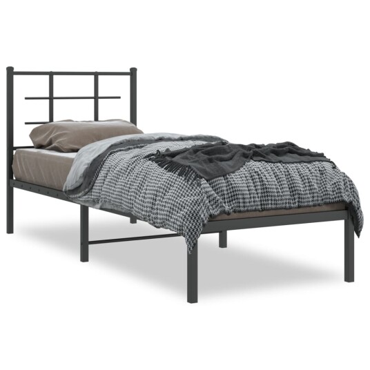 Sengeramme i metall med hodegavl svart 80x200 cm 8721012303515