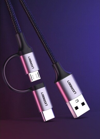 Ugreen Type-C / Micro Usb 2-I-1 Usb-Kabel Qc 3.0 1M Svart