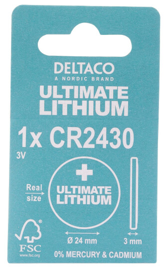 Deltaco Ultimate Lithium, 3V, CR2030 button cell, 1-pk Deltaco Ultimate Lithium, 3V, CR2030 button cell, 1-pk