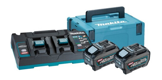 Makita XGT 40V 5,0Ah Batteripakke med 2 Batterier og Dobbelt Lader