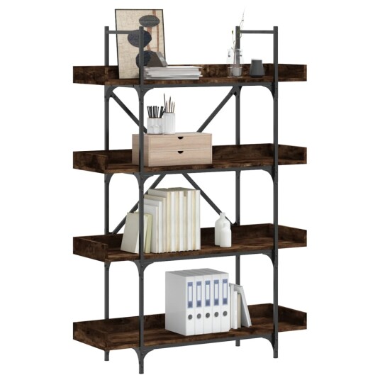  Bokhylle 4 etasjer røkt eik 100x33x145,5 cm konstruert tre 8721012194762