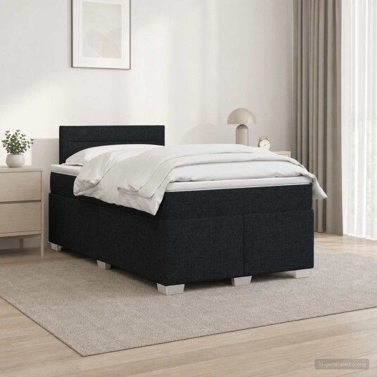 vidaXL Box Spring Seng med Madrass og LED Svart 120 x 200 cm Stoff