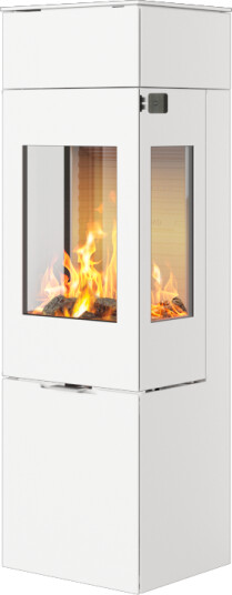 Rais Nexo 140 hvit vedovn med sideglass og ståldør Rais Nexo 140 hvit vedovn med sideglass og ståldør