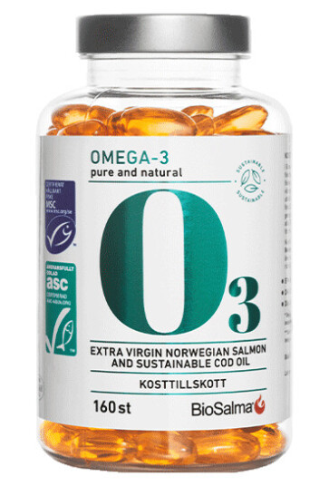 Miljømerket Omega-3 Ren Og Naturlig 160 kapsler Miljømerket Omega-3 Ren Og Naturlig 160 kapsler