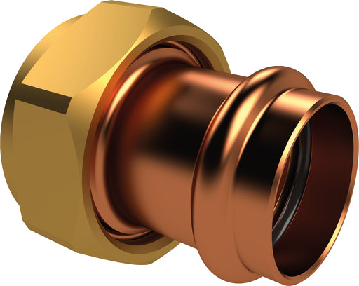 Skrutilkobling Blyfri rødgodsmutter/V presse 1,3/4" x 42 mm.