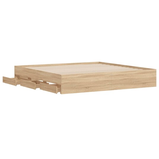 vidaXL Sengeramme med skuffer sonoma eik 180x200 cm konstruert tre 8721012244719