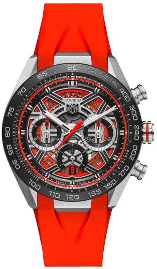 TAG Heuer Herreklokke CBU2082.FT6275 Carrera Orange/Gummi Ø44 mm