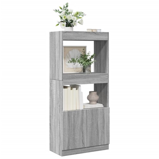 Highboard grå sonoma 63x33x140 cm konstruert tre
