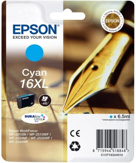 Epson T1632 blekkpatron - C13T16324012Original - Cyan 450  sider