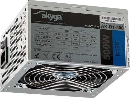 Akyga Basic Series Strømforsyning (PSU) - 500 Watt - 120 mm - 80 Plus Akyga Basic Series Strømforsyning (PSU) - 500 Watt - 120 mm - 80 Plus
