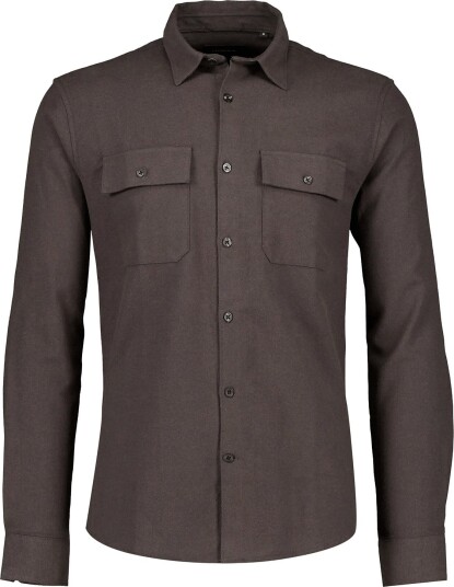 Lindbergh Brushed Cotton Shirt L/S BLACK OLIVE XXL