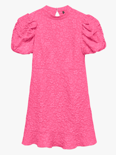 Vero Moda Fiona Short Sleeve High Neck Short Dress Rosa XL