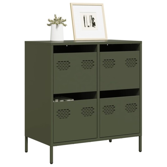 Skjenk olivengrønn 68x39x73,5 cm kaldvalset stål 8721102930171