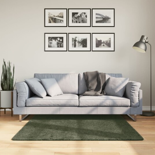 Teppe HUARTE kort luv mykt og vaskbart skogsgrønn 120x120 cm