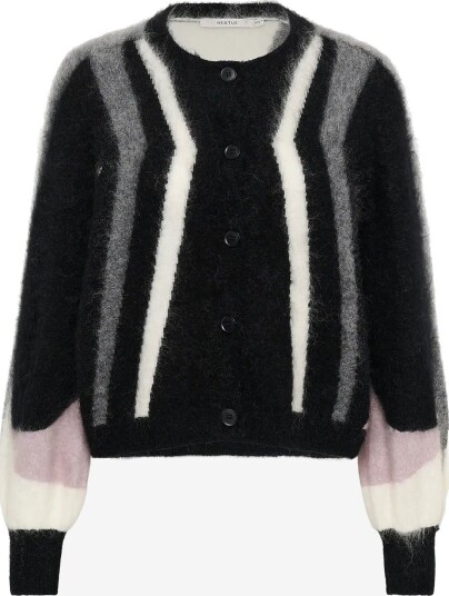 Gestuz Gzdebbie Multi Cardigan BLACK/OFF WHITE/GREY/QUAIL XS