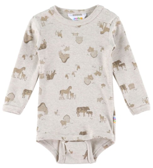 Joha Body I/e Lys Beige m. Husdyr Joha 70 Langermet Body