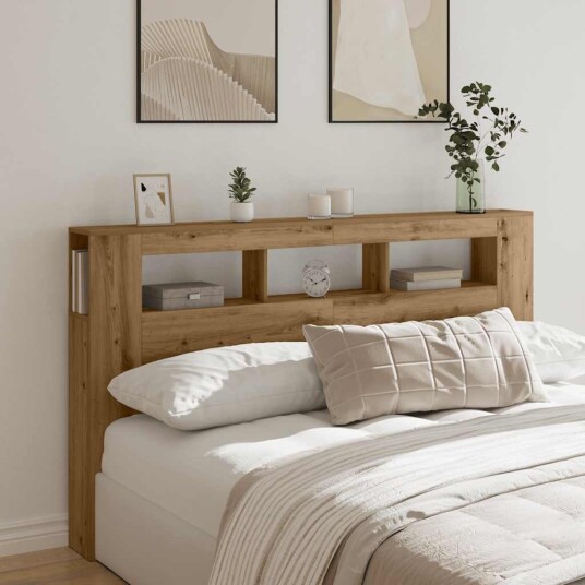  Sengegavl med LED artisan eik 180x18,5x103,5 cm konstruert tre 8721158446787