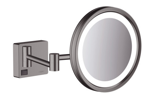 Hansgrohe AddStoris kosmetikkspeil, LED-lys, børstet sort krom Hansgrohe AddStoris kosmetikkspeil, LED-lys, børstet sort krom