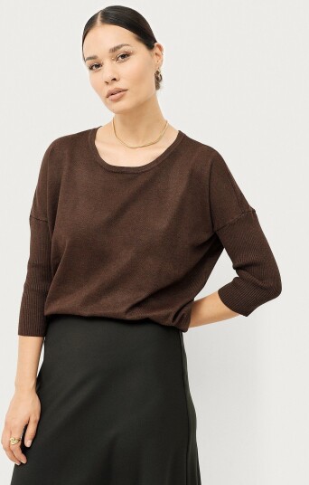 Saint Tropez Pullover MilaSZ R Neck Pullover Brun