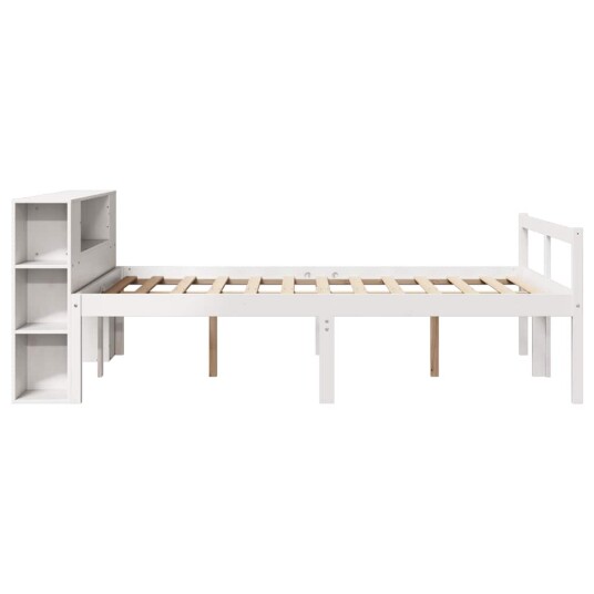 Seng med bokhylle uten madrass hvit 160x200 cm heltre furu 8721158607614