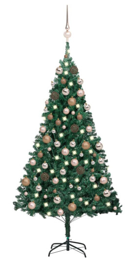 vidaXL Kunstig juletre med LED og kulesett 120 cm PVC grønn vidaXL Kunstig juletre med LED og kulesett 120 cm PVC grønn