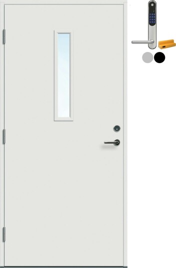 Ytterdør Bygg1 Kjeller Klarglass med Yale Entrus BxH 80x200 Venstre, NCS S-0502-Y, Hvit, Yale Sølv