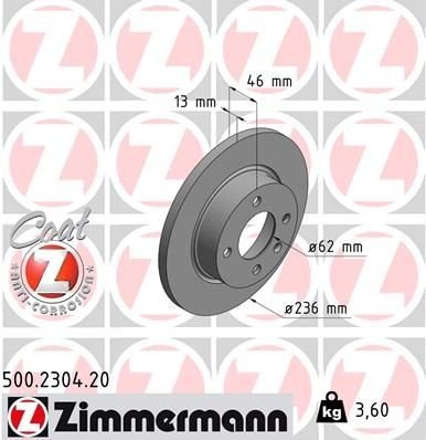 Bremseskive ZIMMERMANN 500.2304.20