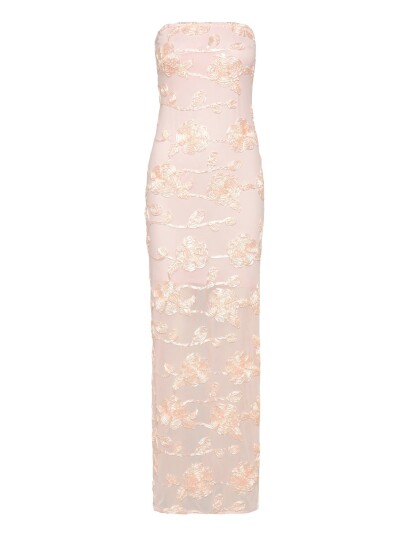 ROTATE Birger Christensen Flower Mesh Tube Dress Pink 34