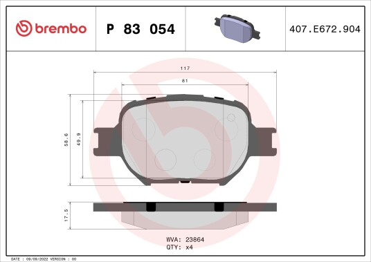 Bremseklosser BREMBO P 83 054
