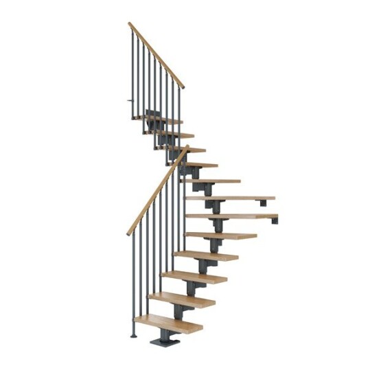 Dolle Cork Eik L trapp Antracit Classic III Gelender 14T