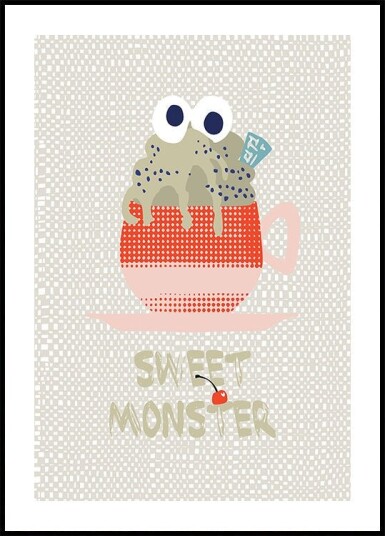 Sweet monster cupcake red Poster Plakat / 30x40cm