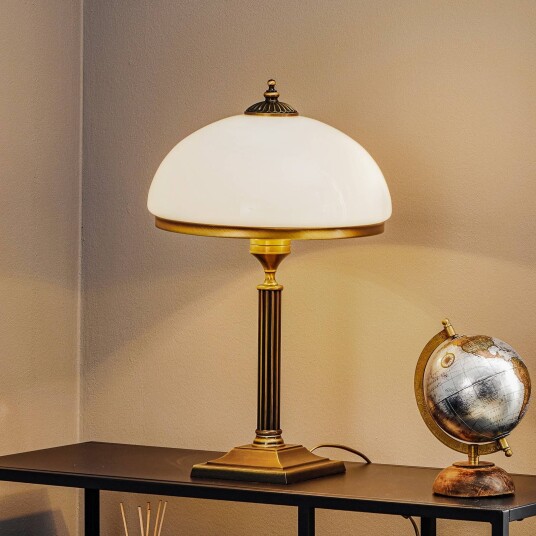 Jupiter Petro bordlampe glass antikk messingfarge høyde 50 cm Jupiter Petro bordlampe glass antikk messingfarge høyde 50 cm
