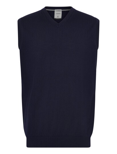 Lindbergh Black 100 % Merino V Neck Slipover   Navy   XXXL