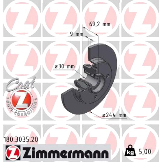 Bremseskive ZIMMERMANN 180.3035.20