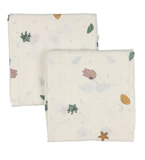 Done By Deer Swaddler 2-pack Sea friends Beige Done By Deer Swaddler 2-pack Sea friends Beige