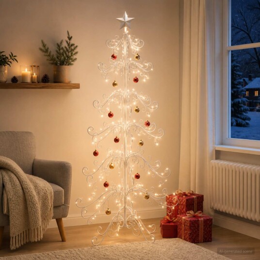 vidaXL Metall juletre KUOPIO 180 cm Stål Hvit