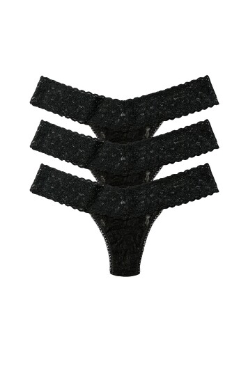 Hanky Panky   Stringtruser Hanky Panky Multi Pack   Signature Lace Low Rise Thong   3 Pack   Svart